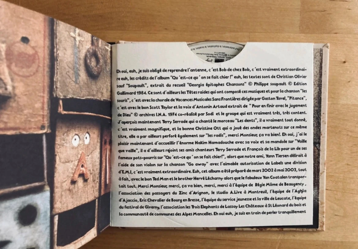 Digibook CD-set Les têtes raides Qu’est ce qu’on se fait chier. – photo 3